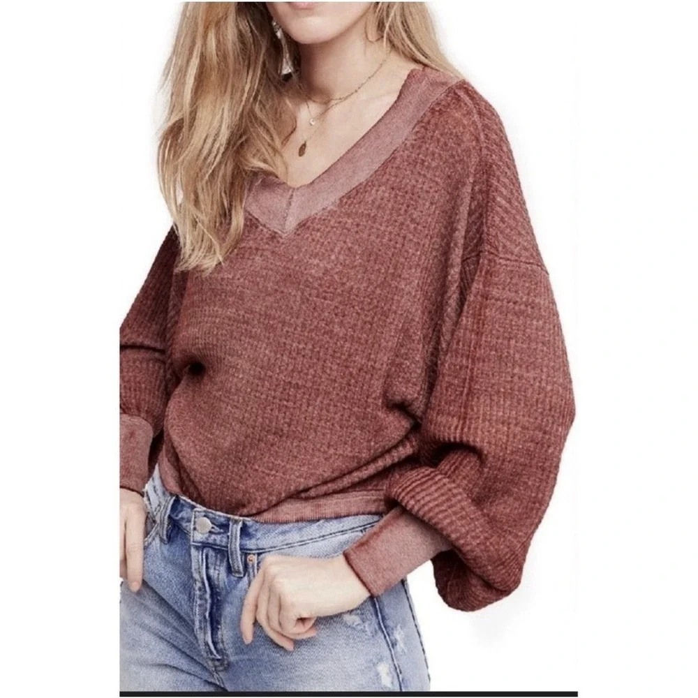 Free People We The Free South Side Thermal Top in Cinnamon Size XS